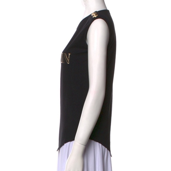 BALMAIN Tank Top Black Gold Graphic Print Heavy Gold Hardware Sleeveless Sz 36/4 - Picture 12 of 14